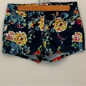 CI‎ SONO  Denim Shorts/Hot Pants Bright Vivid Floral Pockets JR/MISSY SIZE L